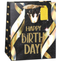 Пакет подарочный, Роскошный День Рождения, Дизайн №4, с блестками