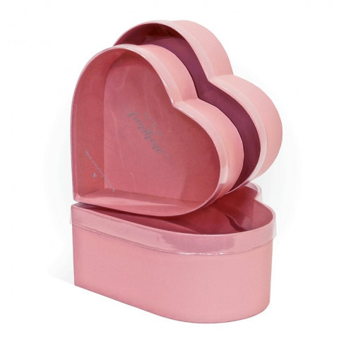 Коробка «Сердце» прозрачная крышка розовый