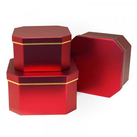 Коробка «Восьмиугольник», Красный металлик