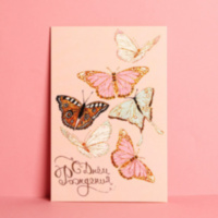 Открытка «С Днем Рождения», бабочки, частичный УФ-лак