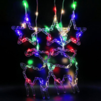 Новогодняя светодиодная гирлянда "Бахрома "Ёлки и Олени", 5 маленьких звезд + 5 больших фигур, разн