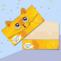 Конверт для денег формовой «Котик», желтый